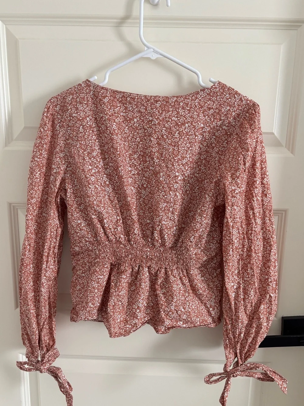 Free People Dusty Rose Floral Button-Front Blouse